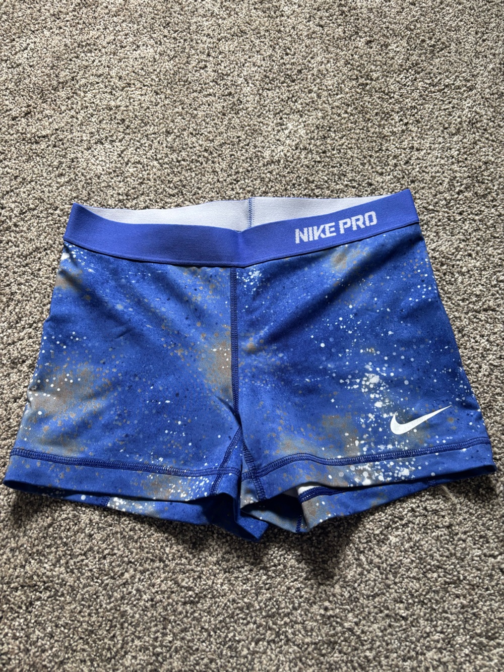 Nike Pro Womens' Blue/Purple Galaxy Print Leggings Shorts